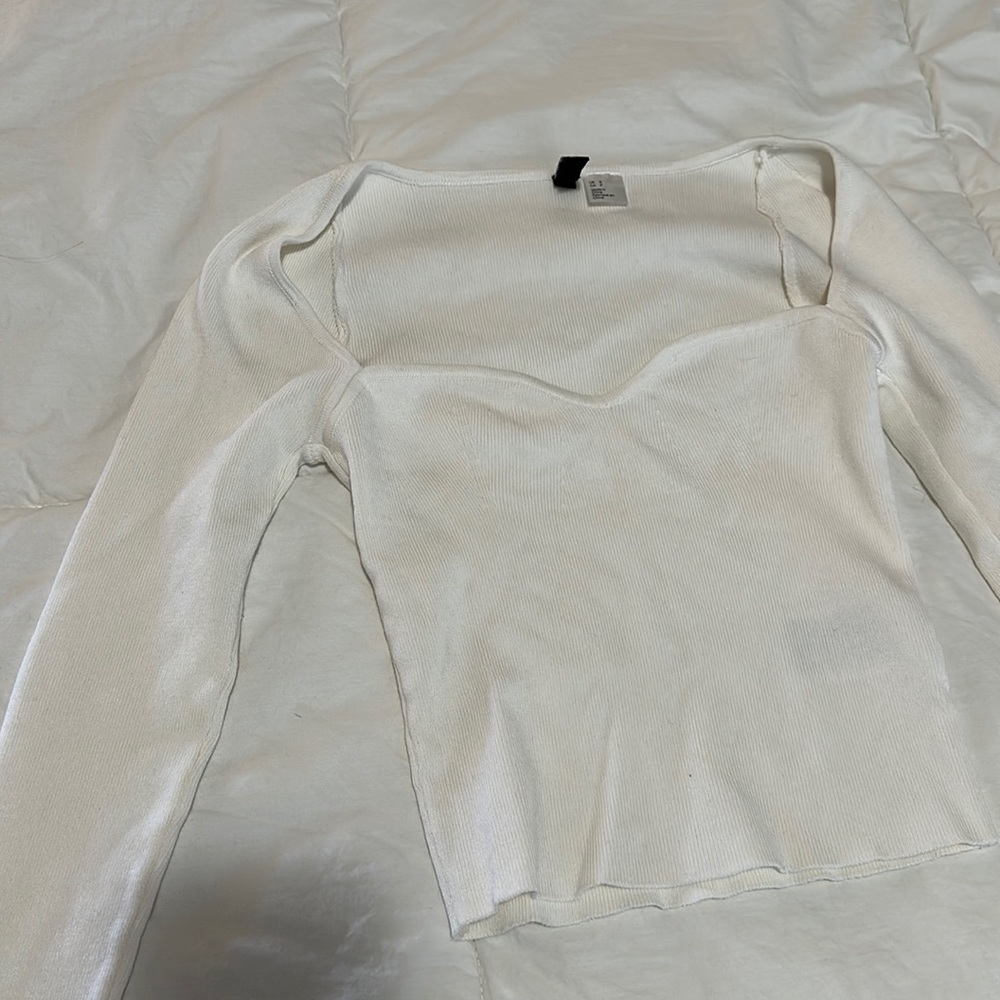 H&M sweetheart neck top - white (slightly cream) size S